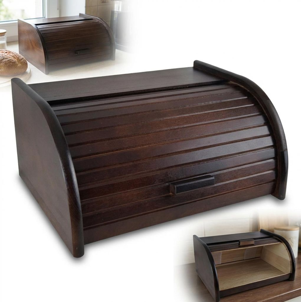 Kleiner Holz-Brotkasten Nussbaum 31x26x16cm – Polnisch Produktbild 