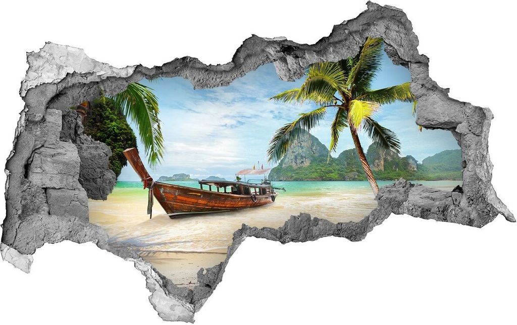 Selbstklebender Loch-3D-Aufkleber 95x73 cm Palmen am Strand