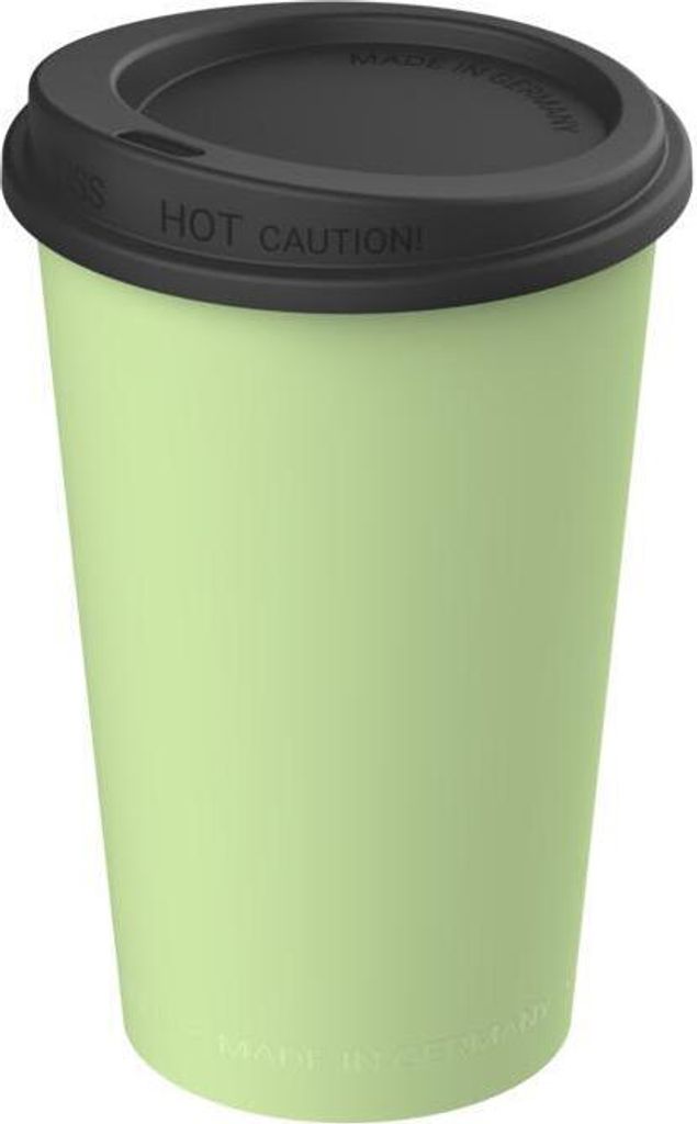 Stilvoller Kaffeebecher "ToGo" 300 ml - Mehrwegbecher mit Deckel - Genießen Sie Ihren Kaffee unterwegs - geselliges grün/schwarz