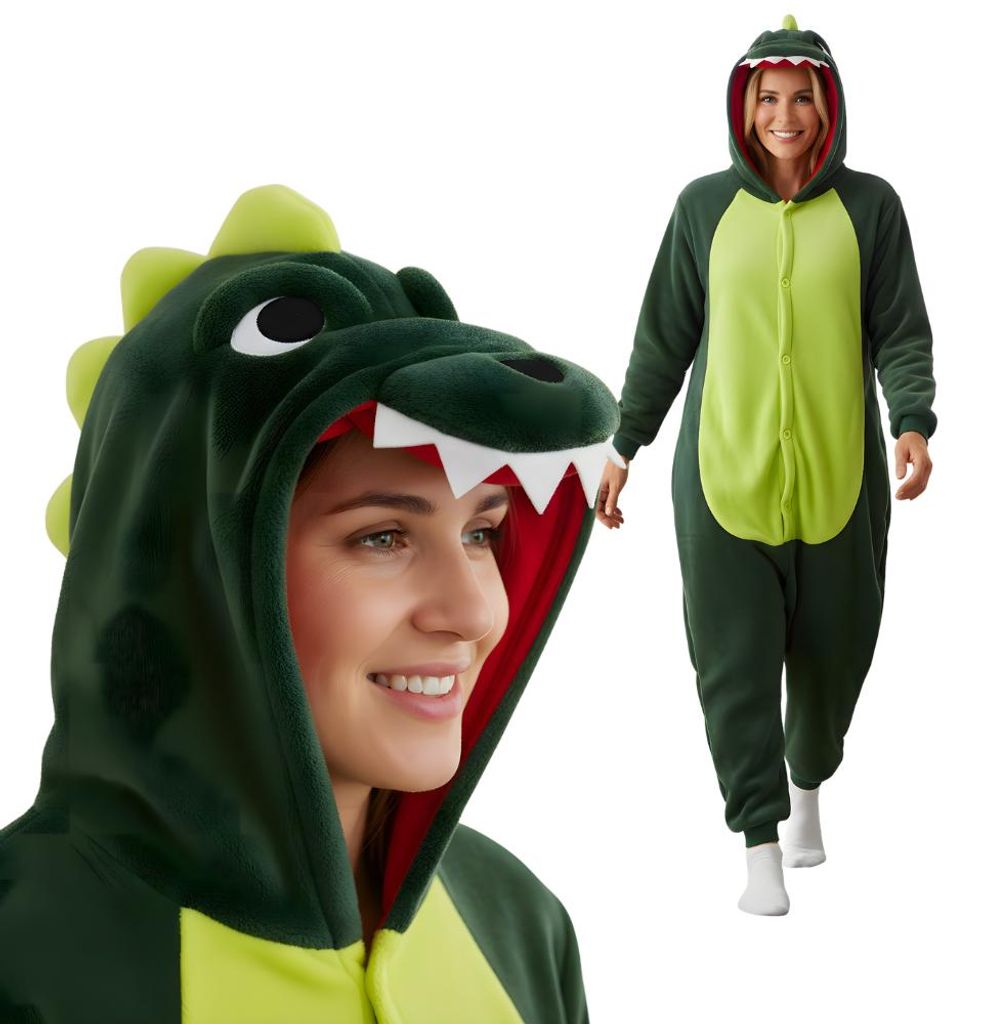 Pyjama Onesie Kigurumi Kostüm für Erwachsene Grün Produktbild 