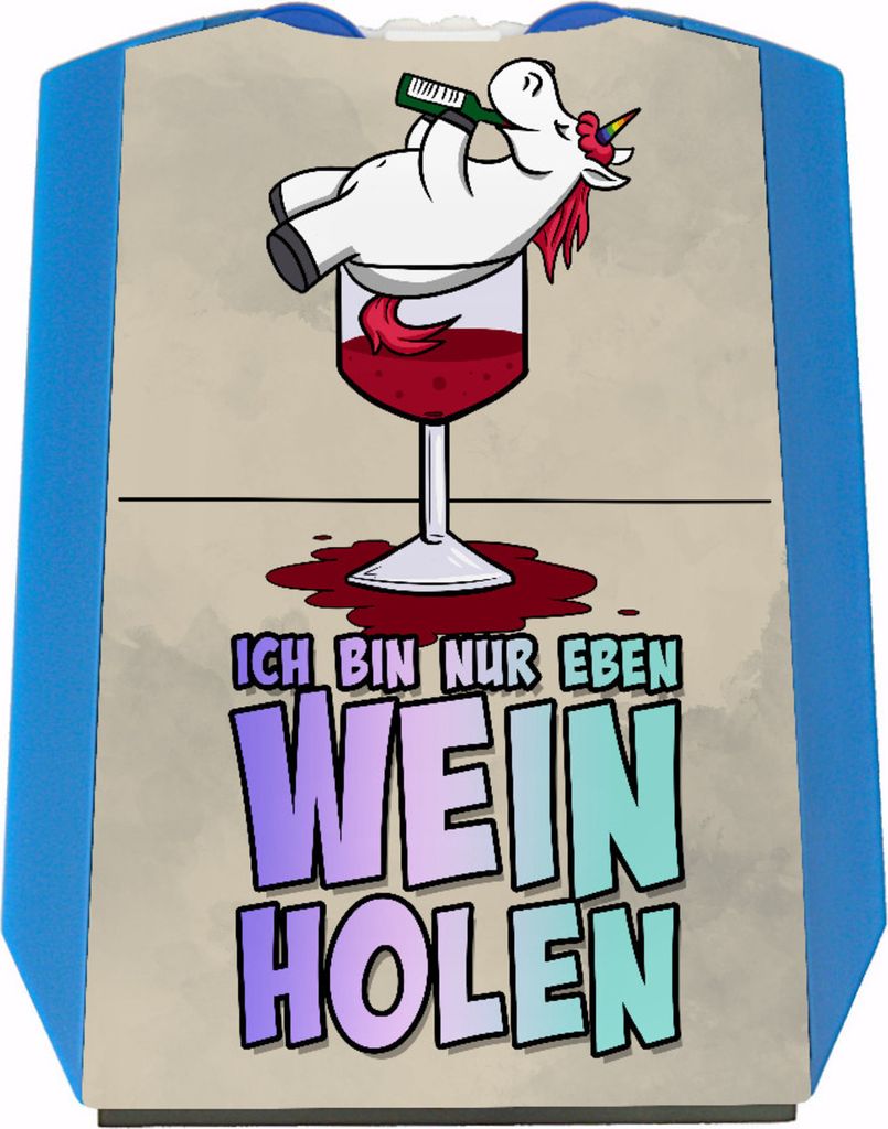 Ich bin nur eben Wein holen Parkscheibe mit Einhorn und 2 Einkaufswagenchips