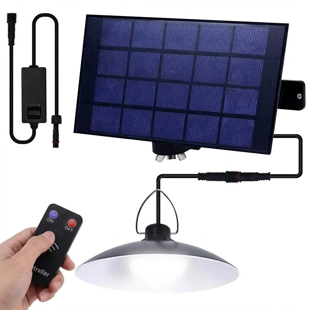 Lampada solare da esterno luce solare a sospensione con telecomando IP65 LED impermeabile luce a sospensione giardino con 1 lampade