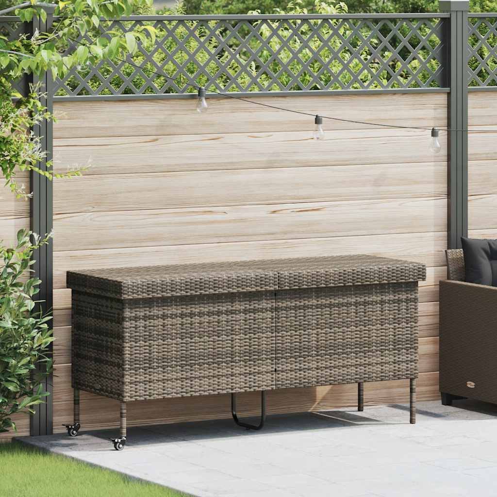 vidaXL Skrzynia ogrodowa na kółkach szara 160x55x75 cm Poli Zdjęcie produktu 