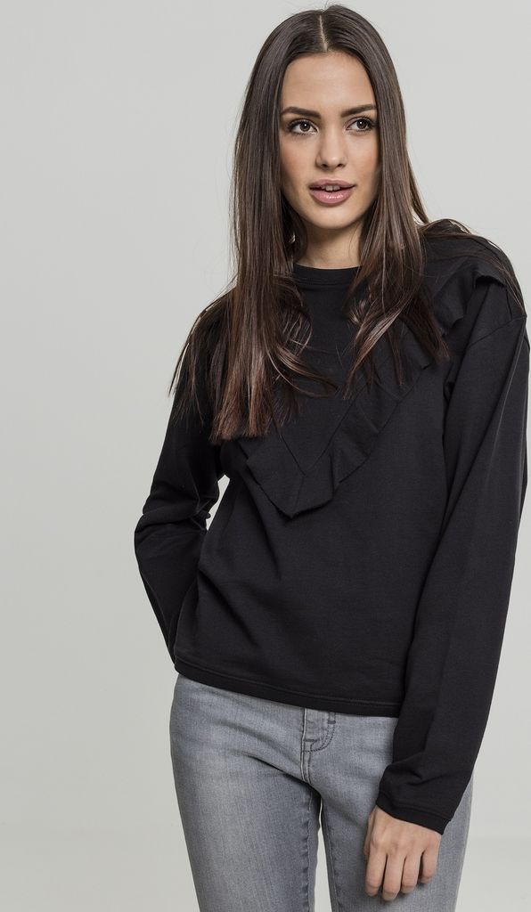 Urban Classics Damen Pullover Ladies Terry Volant Crew Black-XS