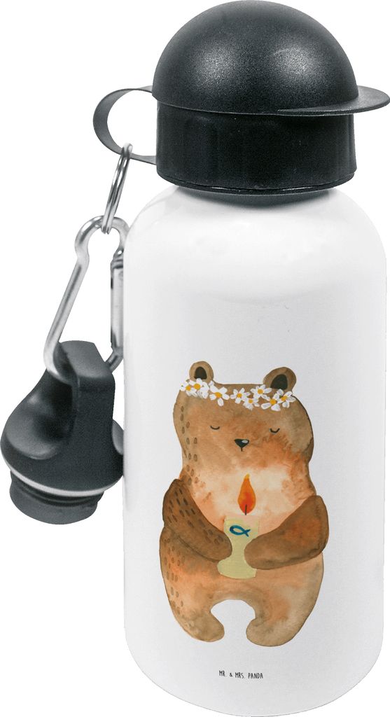 Mr. & Mrs. Panda Trinkflasche Bär Kommunion - Weiß - Geschenk, Katholisch, Kindergarten, Kinder, Sportflasche, Wasserflasche, für den, Gottes Se...