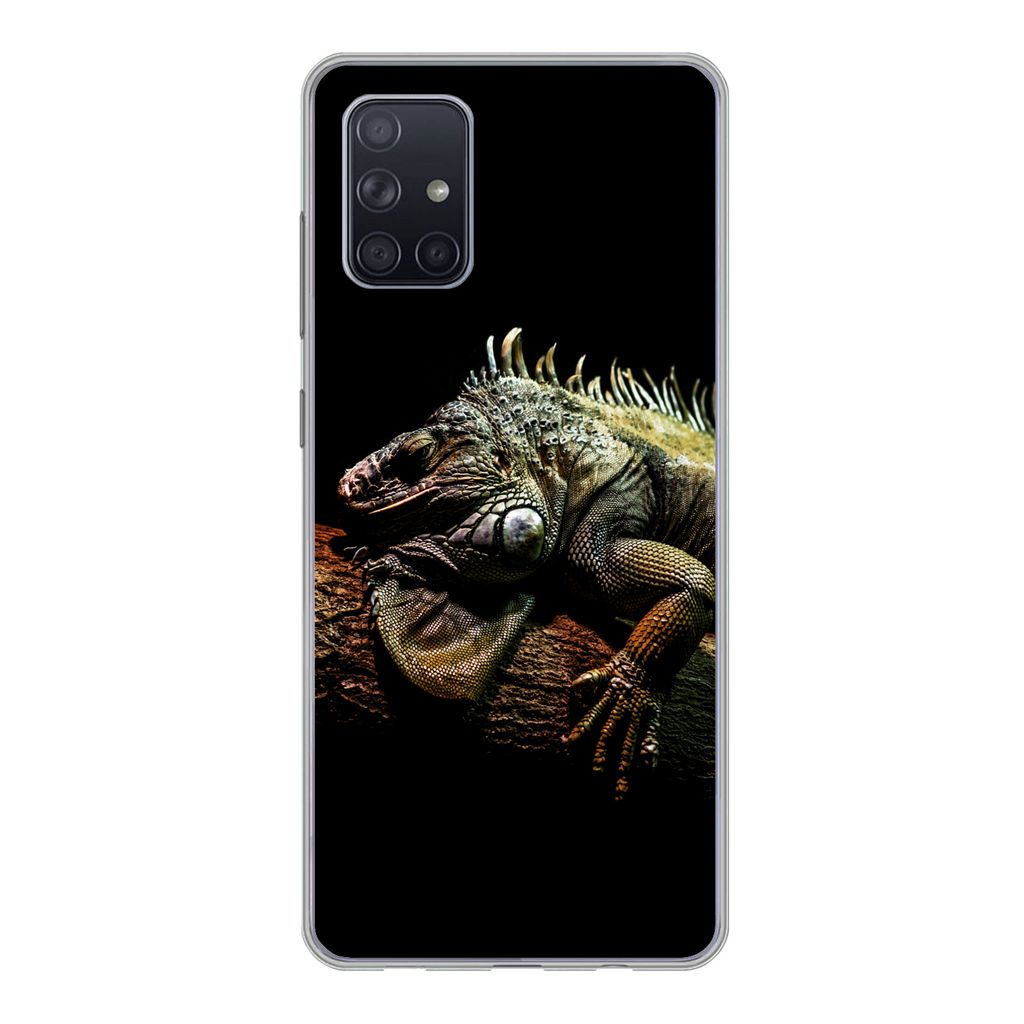MuchoWow Handyhülle Schutzhülle Hülle für Samsung Galaxy A51 5G Tier - Zweig - Schwarz Silikon Softcase Handy Hülle - Abbildung