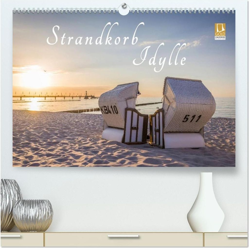 Strandkorb Idylle (hochwertiger Premium Wandkalender 2026 DIN A2 quer), Kunstdruck in Hochglanz