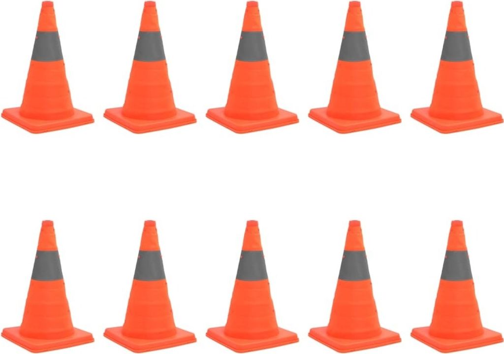 Pylone LEA 10er Set Aufklappbar Verkehrsleitkegel 42 cm | Verkehrskegel Pylone Verkehrsleitkegel Warnleitkegel Warnkegel Verkehrshütchen Markierun...