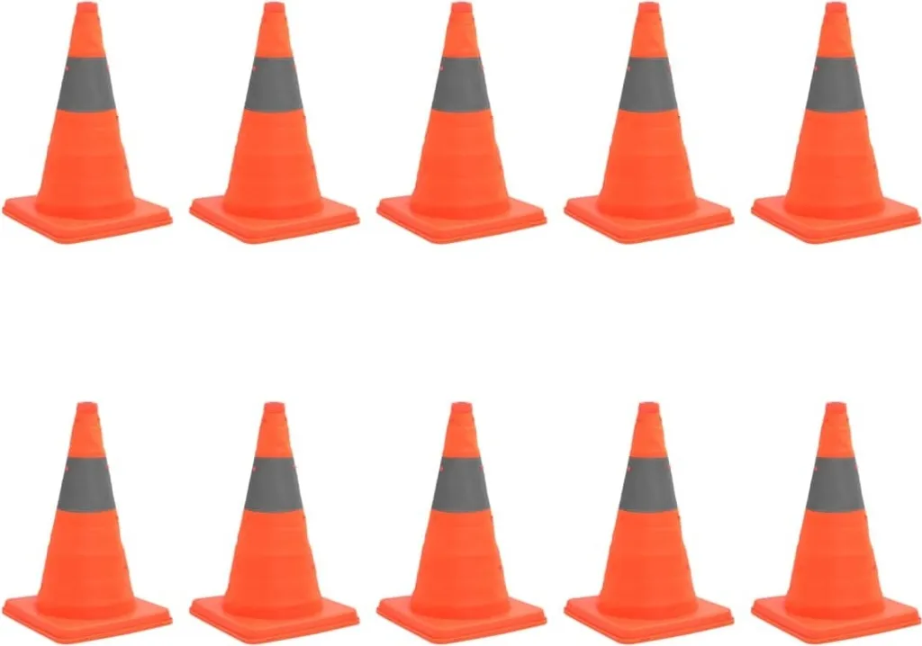 Cônes de signalisation pliables 42 cm - Lot de 10 plots de chantier orange