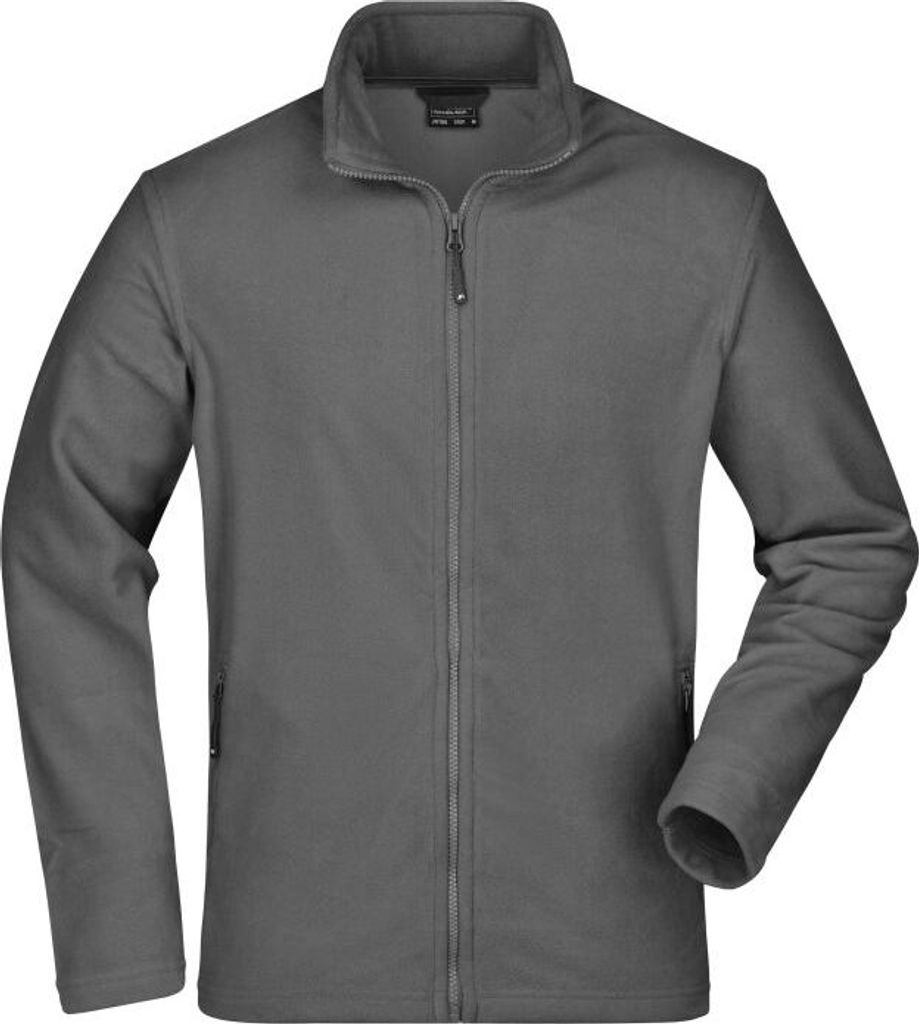 Klassische Fleece-Jacke mit Stehkragen carbon, Gr. L