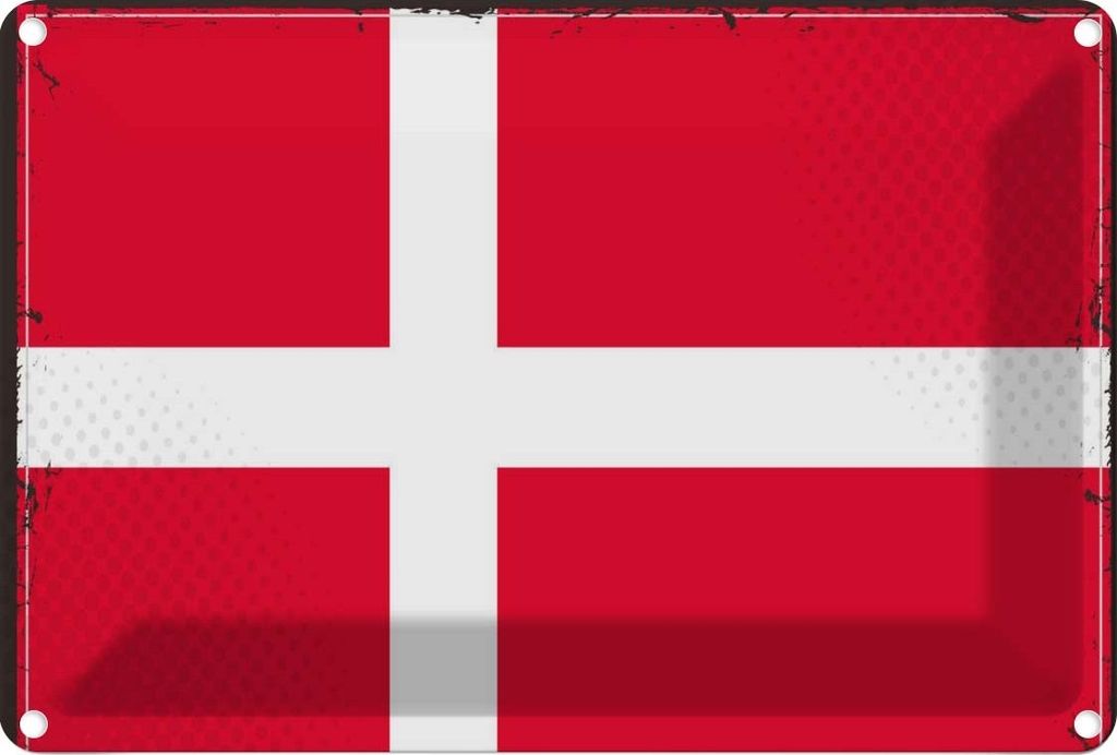 vianmo Blechschild 12x18 cm Dänemarks Denmark Flagge Fahne Wappen