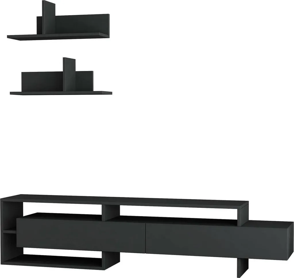 Bibliothèque Murale Modulable Noire Huko 6 Étagères pour Rangement Maison