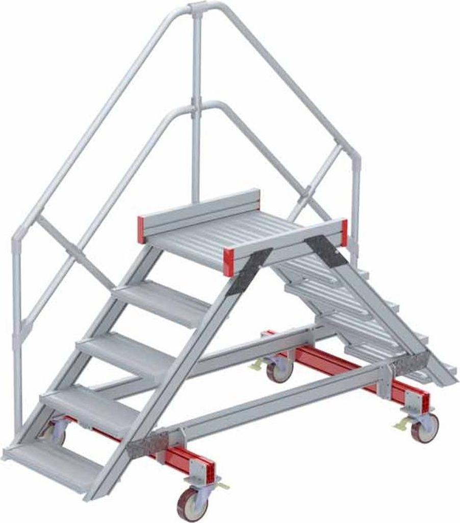 Euroline 512 mobiler Überstieg 45° Stufenausführung Alu gerieft Stufenbreite 600mm 5 Stufen