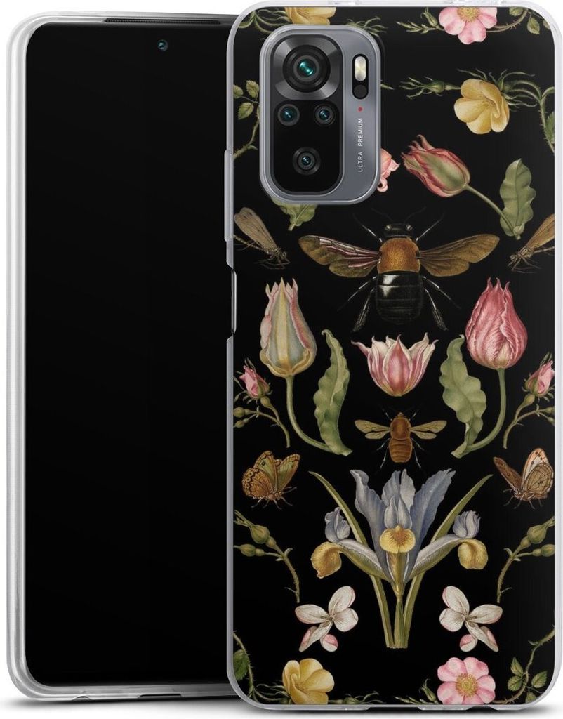 DeinDesign Slim Hülle für Xiaomi Redmi Note 10S Silikon Case Ultra Dünn Handyhülle Biene Blumenkranz Blüte