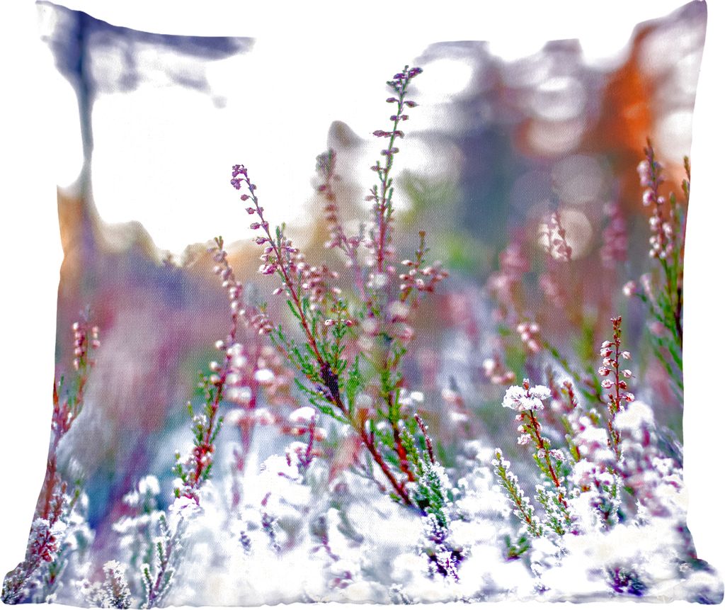 MuchoWow Zierkissen Sofakissen Wohnzimmer Dekokissen 60x60 cm Blumen - Winter - Schnee - Sitzfläche - Foto Polster