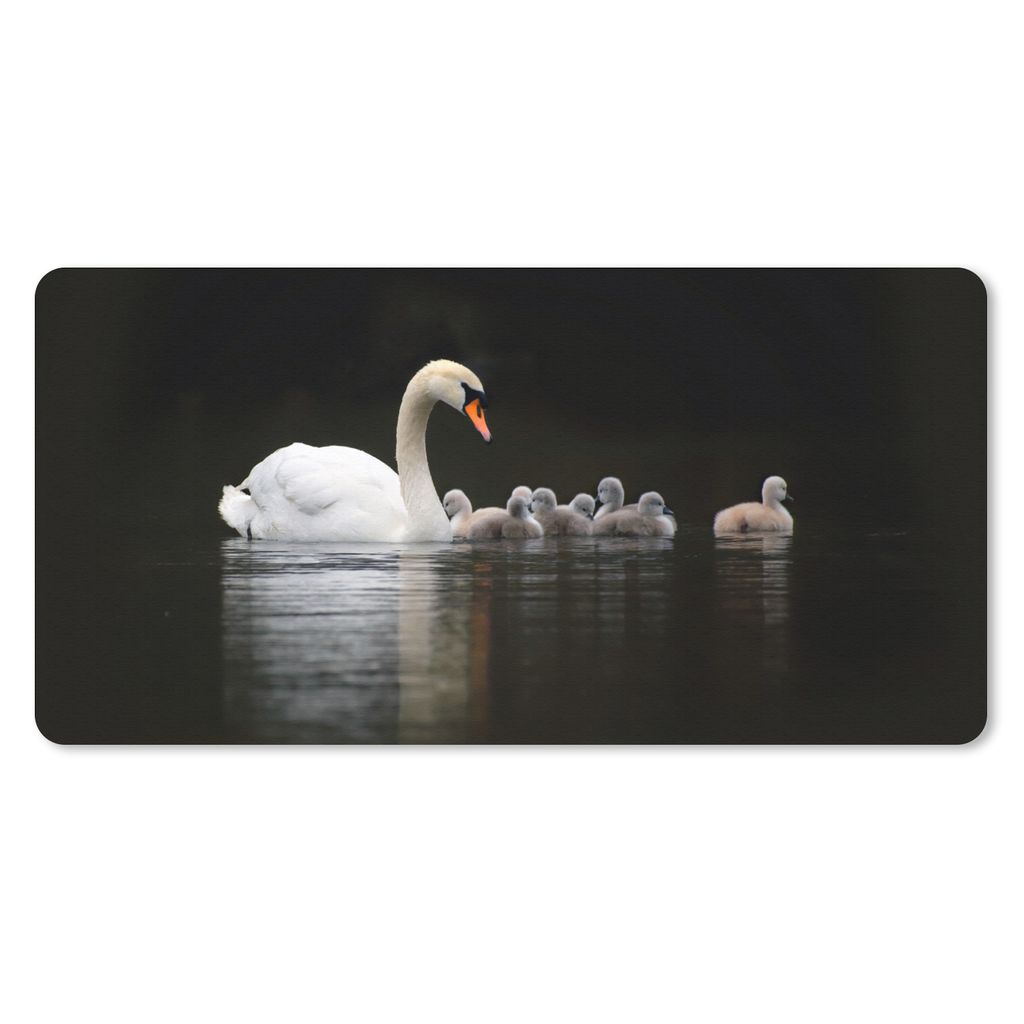 MuchoWow Mauspad Mousepad Vögel - Schwan - Küken 60x30 cm - Mousepads - Maus Mat - Pad - Mausunterlage - Nachhaltig