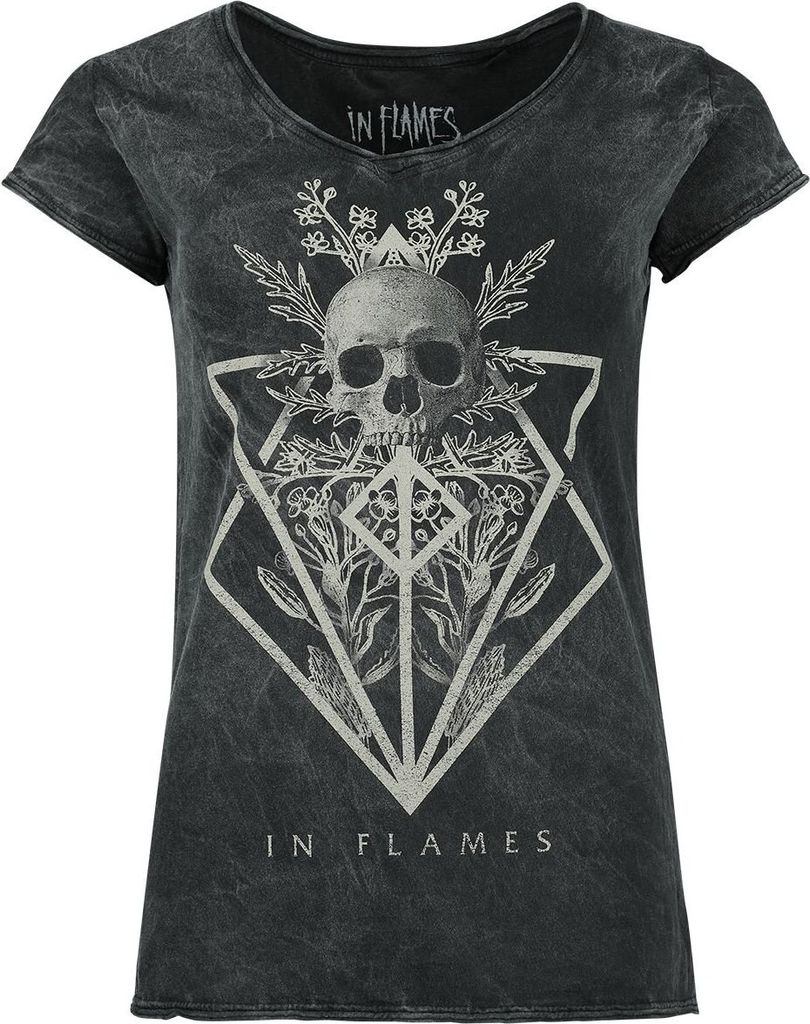 In Flames T-Shirt Damen Skull schwarz Band-Merch, Bands 100% Baumwolle 3XL