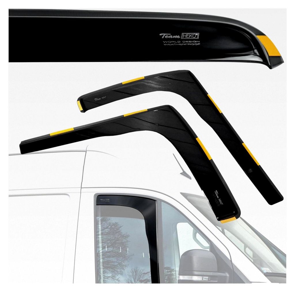 HEKO - Kompatibel mit Mercedes Sprinter W906 2007-2018 Seitenscheiben-Windabweiser; Vorne; 2 Stk.; Getönt; Einfache Montage; Schutz vor Wind und R...
