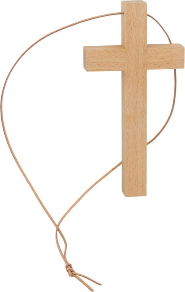 Holzkreuz aus Buchenholz für die Firmung, klein, 18 x 9 cm, mit Band