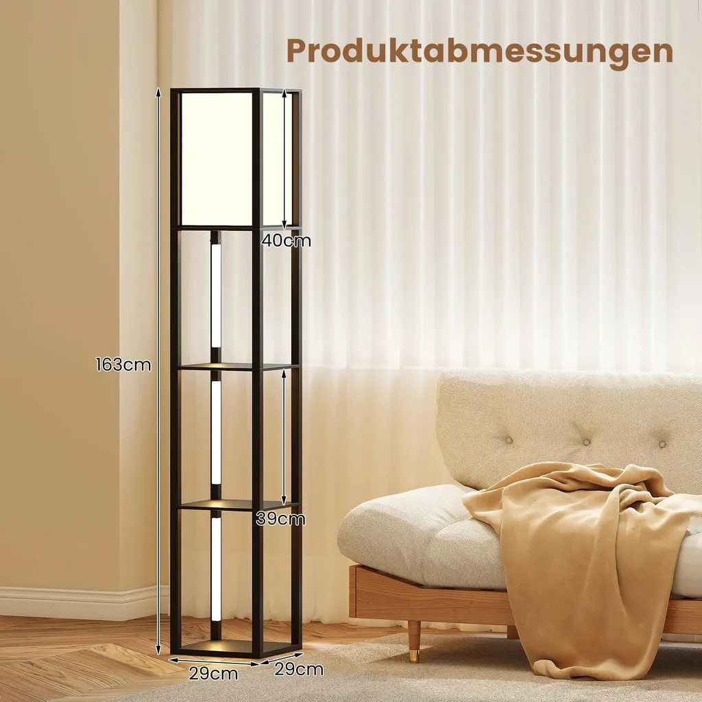 Lampadaire salon avec étagères de rangement et éclairage LED modulable - 5