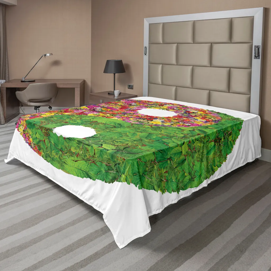 Drap de lit plat ABAKUHAUS Yin Yang Zen Multicolore en 260 x 228 cm