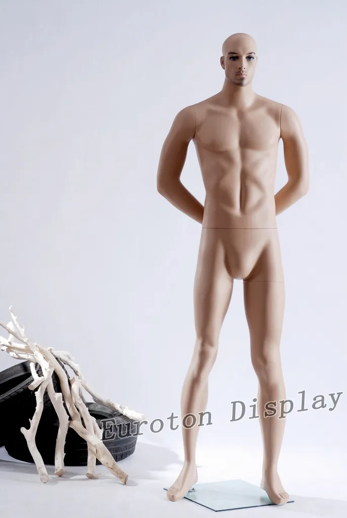 Aménagement magasin : Mannequin homme debout M-10 tête chauve chair