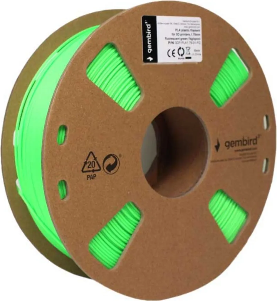 GEMBIRD Gembird 3DP-PLA1.75-01-FG Materiale per stampa 3D Acido polilattico (PLA) Verde fluorescente 1,4 kg - 5
