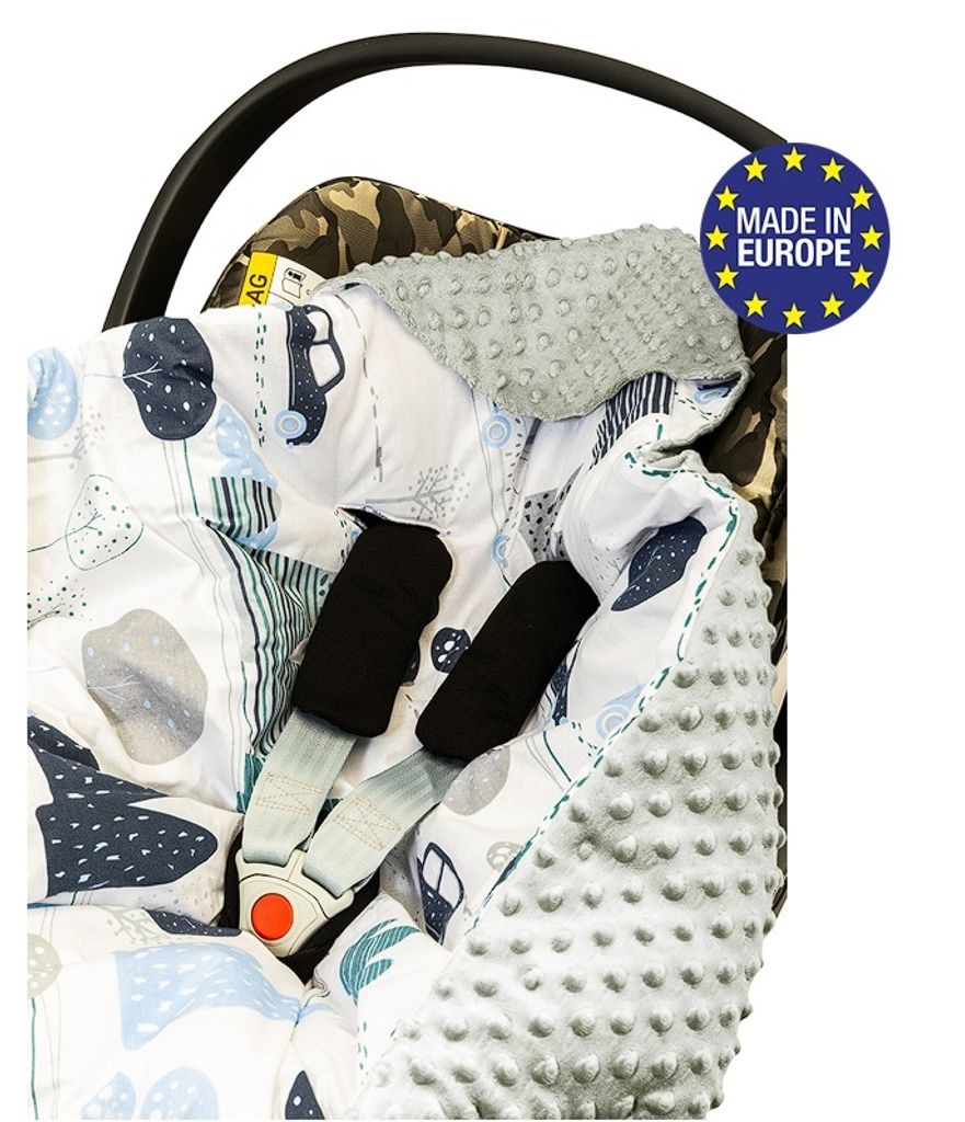 Bomimi Zavinovací deka do autosedačky minky autíčka, modrá Obrázek produktu 1