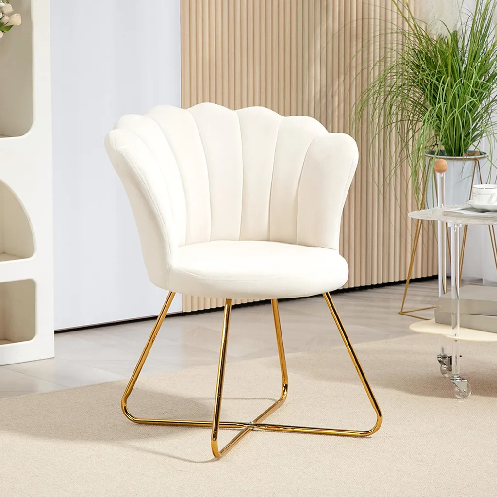 Fauteuil d'appoint velours crème pour coin lecture ou chambre cosy