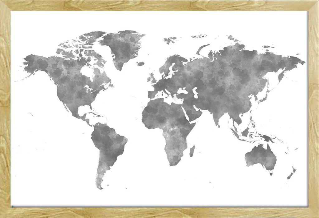 Mappa del Mondo da Parete - Cornice Faggio Shinsuke Maxi Lastra Acrilica