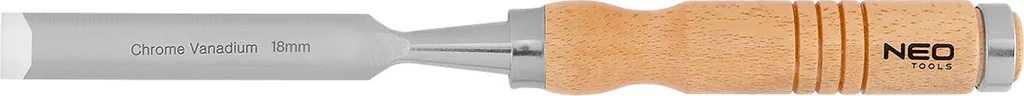 NEO TOOLS Scalpello per legno, scalpello, sgorbia, larghezza lama 10-38 mm, lama in acciaio al CrV, manico in legno per il massimo comfort, rinforzo antiurto (18 mm)