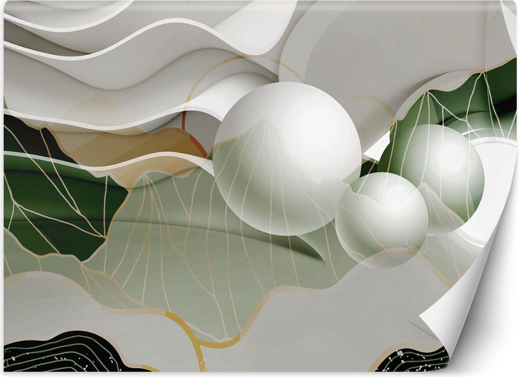 Vlies fototapete Abstrakte Wellen Kugeln 3D 150x105 cm Feeby Bunt inkl. Kleber einfache Montage