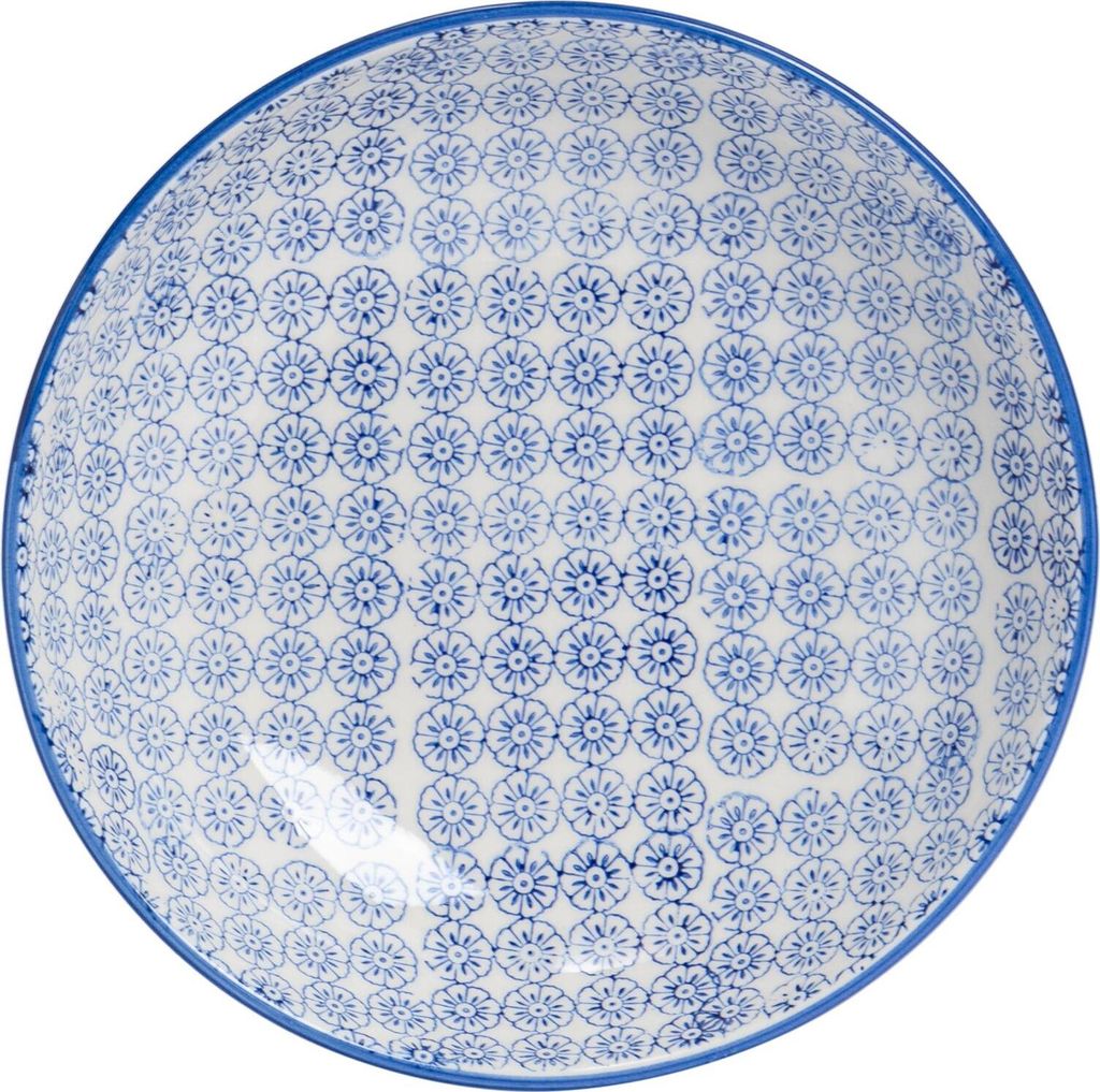 Handbedruckte Pastaschüssel von Nicola Spring – 22 cm – Marineblau