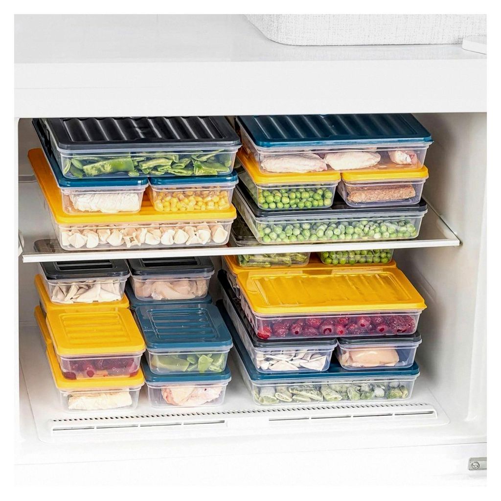 Stapelbare Frischhaltedosen, Vorratsdosen-Set, Organizer für Gefrierfach und Kühlschrank mit Deckel, frostbeständig bis -25°C, wiederverwendbar...