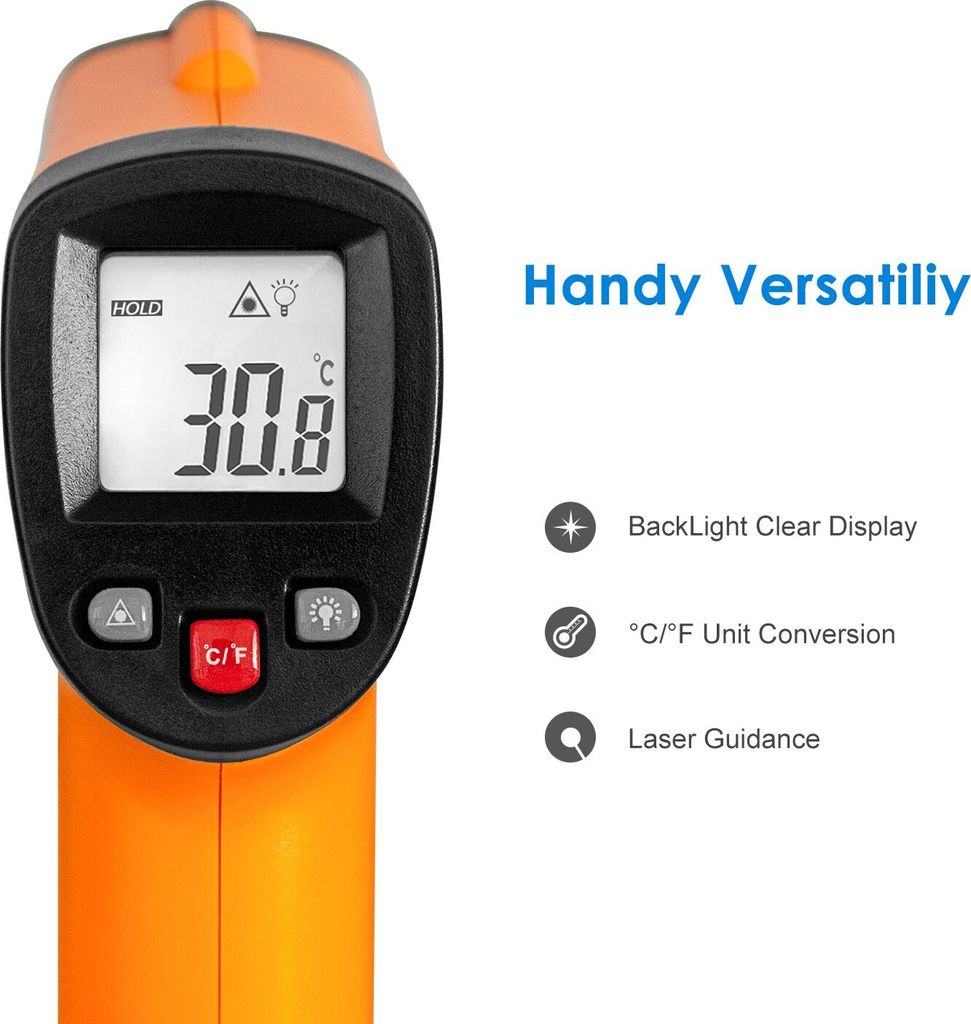 Laser-Infrarot-Thermometer mit LCD-Display (-50°C–550°C) – Schnelle Temperaturmessung für Geräte, Rohre & Materialien