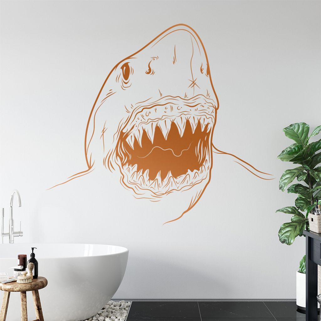KIWISTAR Haifisch Angriff aggressiv Wandtattoo in 6 Größen - Wandaufkleber Wall Sticker - Dekoration, Küche, Wohnzimmer, Schlafzimmer, Badezimmer