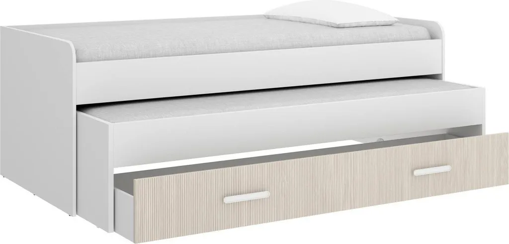 Lit simple blanc Auguste avec coffre de rangement intégré 90x200 - 5