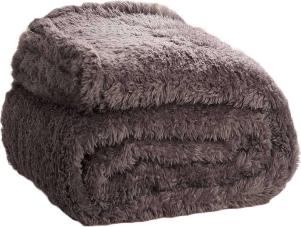 Teddy Kuscheldecke - 130x170cm - - Weiche Sofadecke - Flauschige Wohndecke - Grau