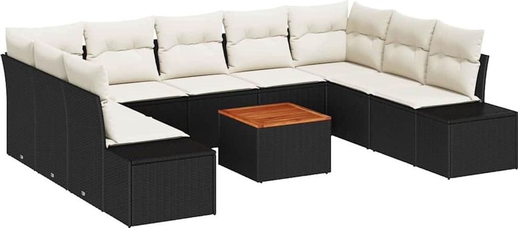 Garten-Sofa-Set 10 pcs Schwarz und Weiß