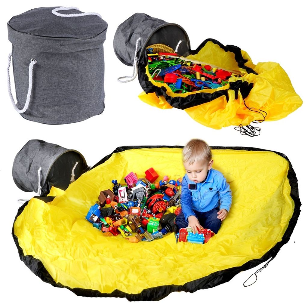 Vilde Spielsachenkorb Spielzeugkorb Spielsachensack Aufräumsack mit Spielmatte 30x29 cm