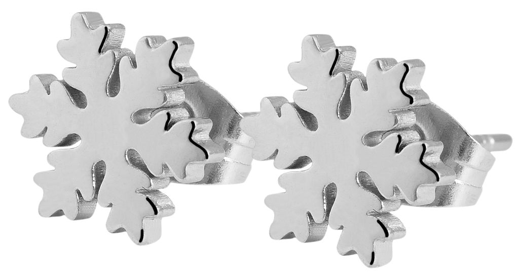 Akzent Edelstahl Ohrstecker, Schneeflocke, Eisstern, Durchmesser: 0,85 cm / Stärke: 0,15 cm
