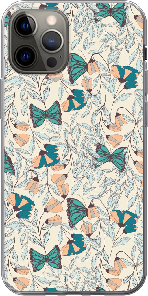 MuchoWow Handyhülle Schutzhülle Hülle für Telefoonhoesje iPhone 12 Pro Mädchen - Schmetterling - Blumen - Muster - Mädchen - Kinder - Kind ...