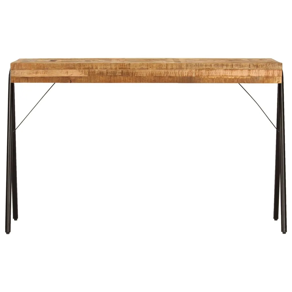 Bureau 118 cm en manguier massif avec pieds stables et bois foncé