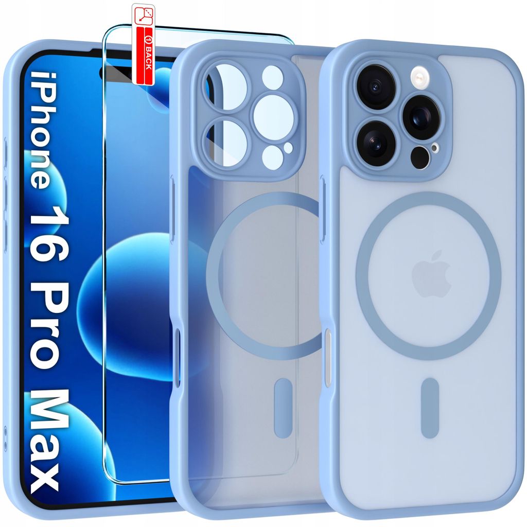 Mattes Magnet-Case für das iPhone 16 Pro Max | Kompatibel mit MagSafe, strapazierfähig + Glas