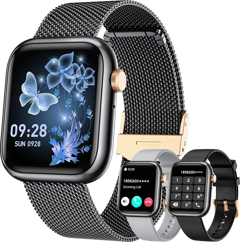 Herren Smartwatch mit Telefonfunktion 1.83" Fitness Uhr mit 120+ Sportmodi Herzfrequenz Schlafmonitor Schrittzähler & IP68 wasserdicht