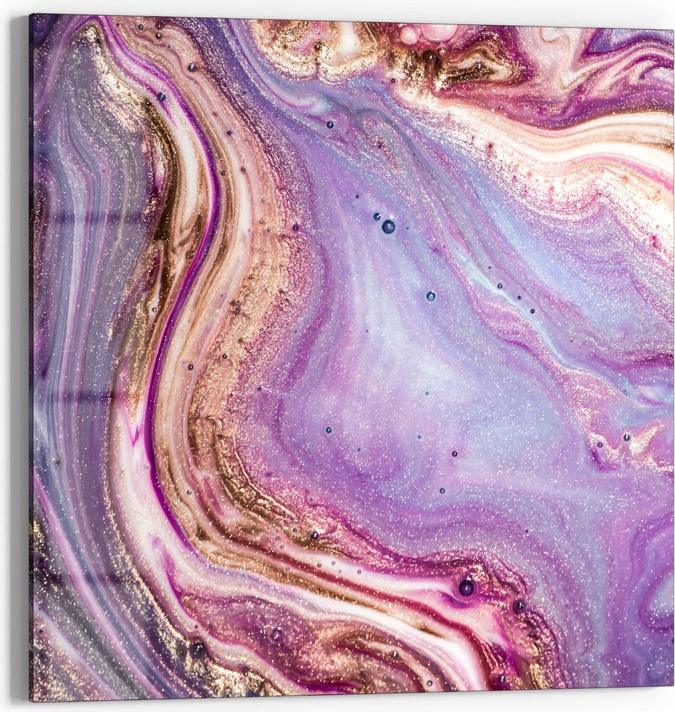 DEQORI Glasbild Echtglas 50x50 cm 'Lebhaftes Paisleymuster' Wandbild Bild modern Deko