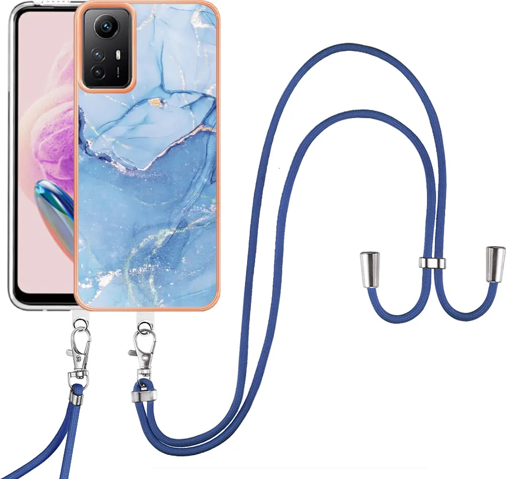 Custodia Xiaomi Redmi Note 12S con Cinturino - Cover TPU Azzurro Bumper