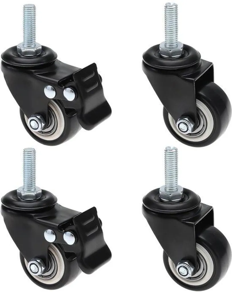 Protection parquet : lot de 4 roulettes noires pour mobilier lourd