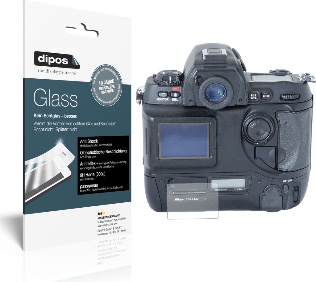 1x Schutzfolie für Nikon D1 matt - Anti-Shock 9H Folie dipos Glass Kunststoffglas
