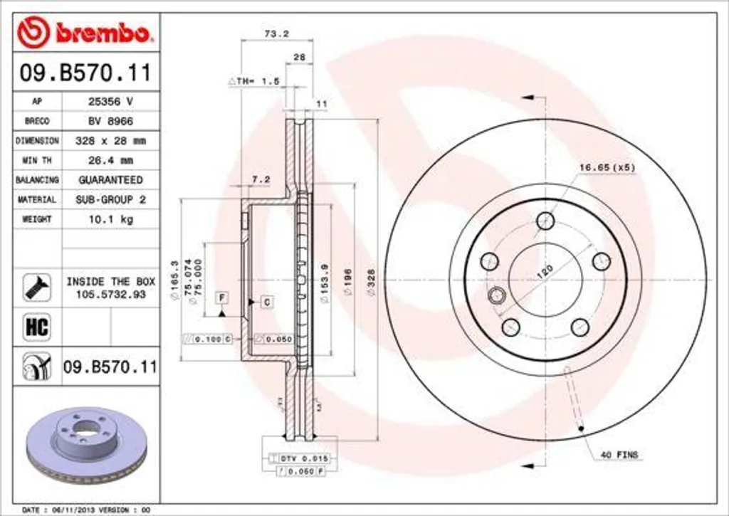 Stop aux vibrations : Disque de frein Brembo 09.B570.11 pour BMW X3 et X4